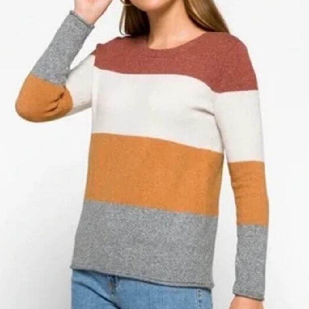 Pinque Long Sleeve Colorblock Crew Neck Sweater Size XL